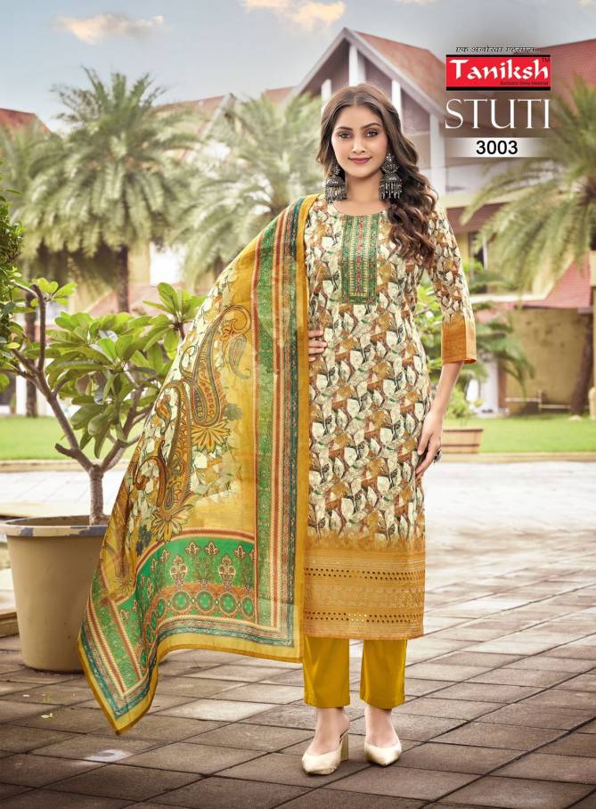 Stuti Vol 3 By Taniksh Embroidery Printed Kurti With Bottom Dupatta Wholesale Price In Surat